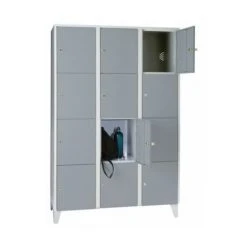 Wolf Stahlspind - Mit Stollenfüßen, 12 Fächer, 400 Mm, Lichtgrau / Silbergrau