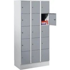 Wolf Stahlspind - Mit Bodensockel, 15 Fächer, 300 Mm, Lichtgrau / Silbergrau -WOLF Geschäft 15623301 4