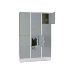 Wolf Stahlspind - Mit Bodensockel, 12 Fächer, 400 Mm, Lichtgrau / Silbergrau