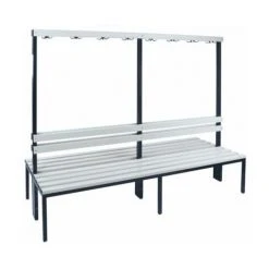 Wolf Garderobenbank, Zweiseitig - Länge 2000 Mm, PVC-Leiste - 2 X 8 Doppelhaken,