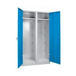 Wolf Stahlschrank - Kleiderschrank Breit, Mit Bodensockel - Türen Lichtblau RAL