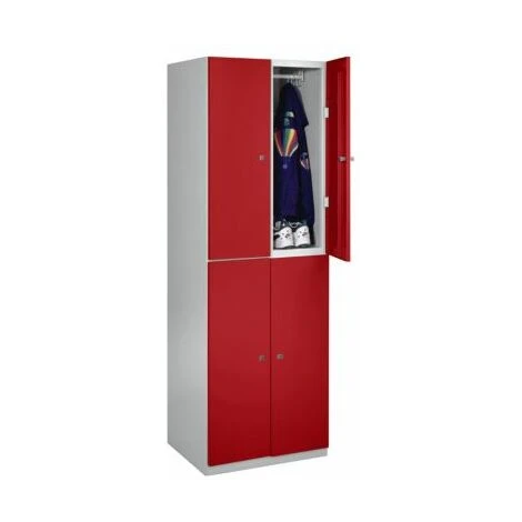 Wolf Garderobenschrank - 4 Fächer, 1800 X 600 X 500 Mm - Türen Feuerrot 1 Wolf Garderobenschrank - 4 Fächer, 1800 X 600 X 500 Mm - Türen Feuerrot