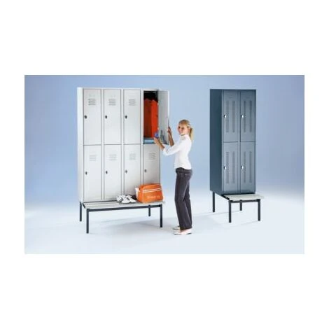Wolf Halbhohe Garderobenschränke Mit Sitzbankuntergestell - 300 Mm, 4 Abteile - 2 Wolf Halbhohe Garderobenschränke Mit Sitzbankuntergestell - 300 Mm, 4 Abteile - – Bild 2