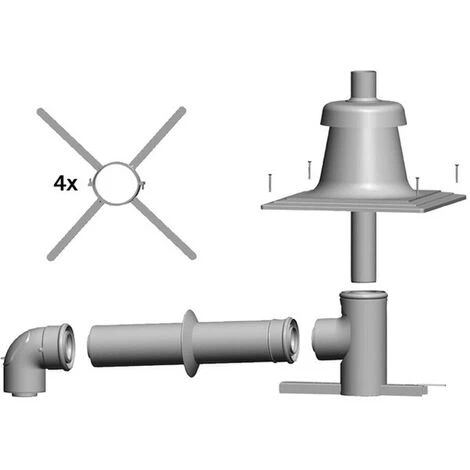 WOLF Anschluss-Set C33x DN80/125 An Konz. LAF Im Schacht, Edelstahl 1 WOLF Anschluss-Set C33x DN80/125 An Konz. LAF Im Schacht, Edelstahl