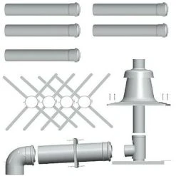 WOLF Paket C93x Für Abgasleitung In Schacht Weiß Steckbar - DN 80/125 - In Edelstahl
